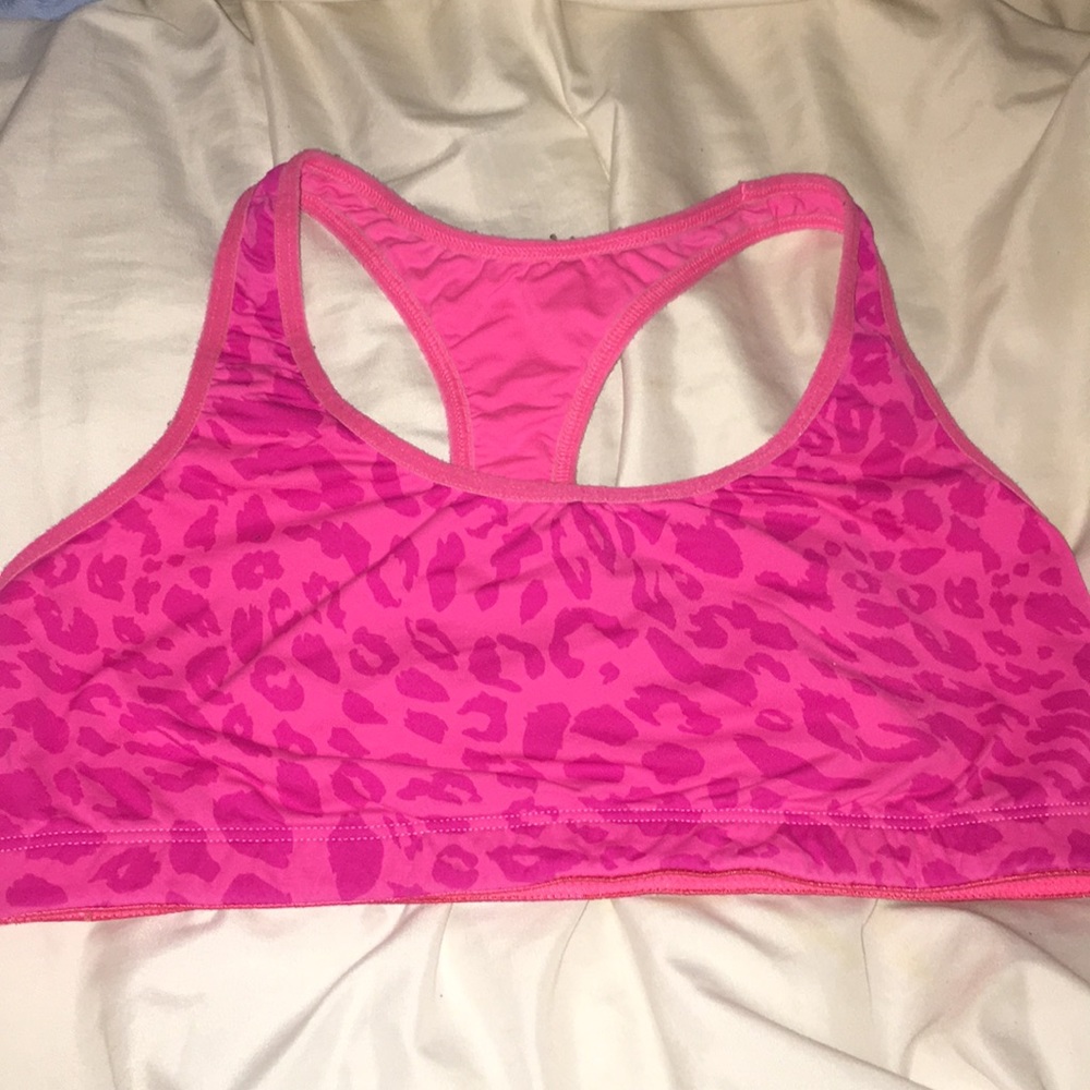 Pink sports bra
